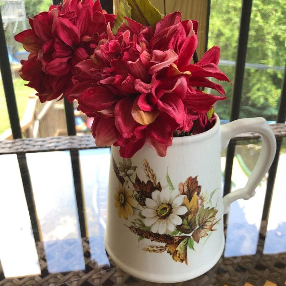 Vintage flower ceramic vase - 70s/80s